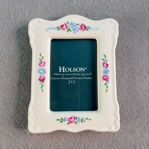 Vintage Holson 2 X 3 Picture Frame White Floral Cottagecore Grandma Romantic New